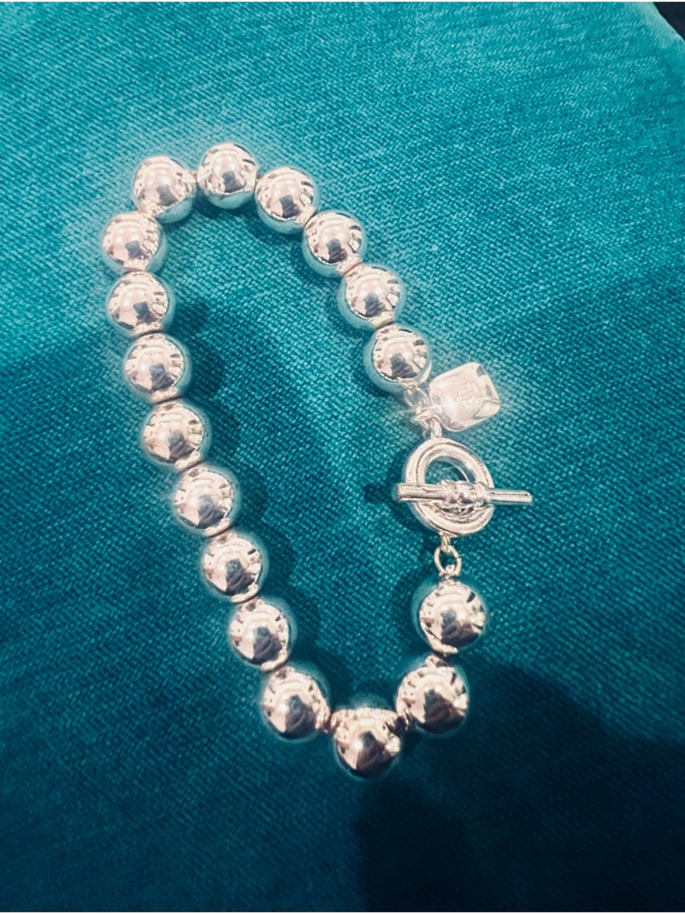 Ralph Lauren Polished Silver Bead Toggle Bracelet